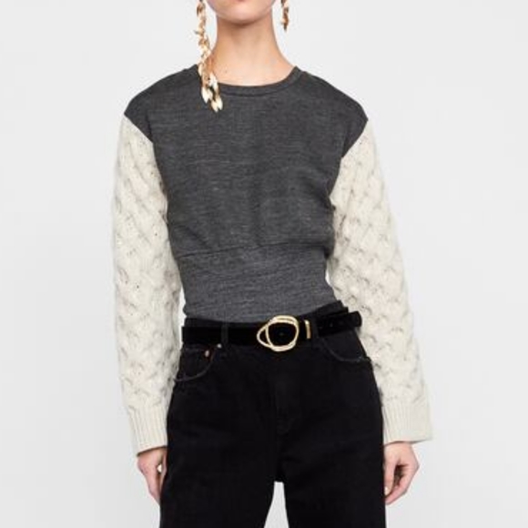 Zara Sweaters - Zara Contrast Sleeve Sweater - Medium NWT